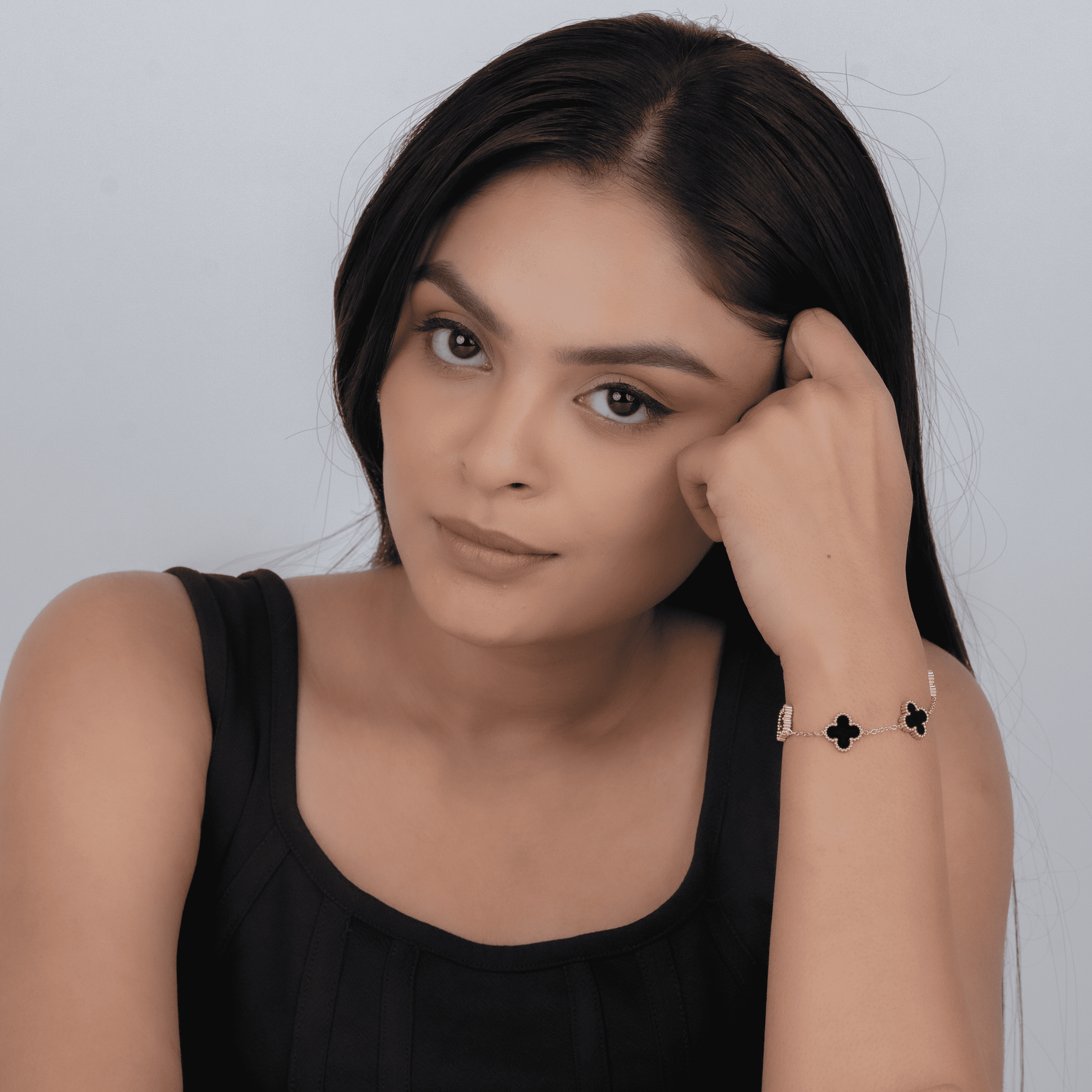 Midnight Clover Charms Earrings & Clover Bracelet (Reversible) 2