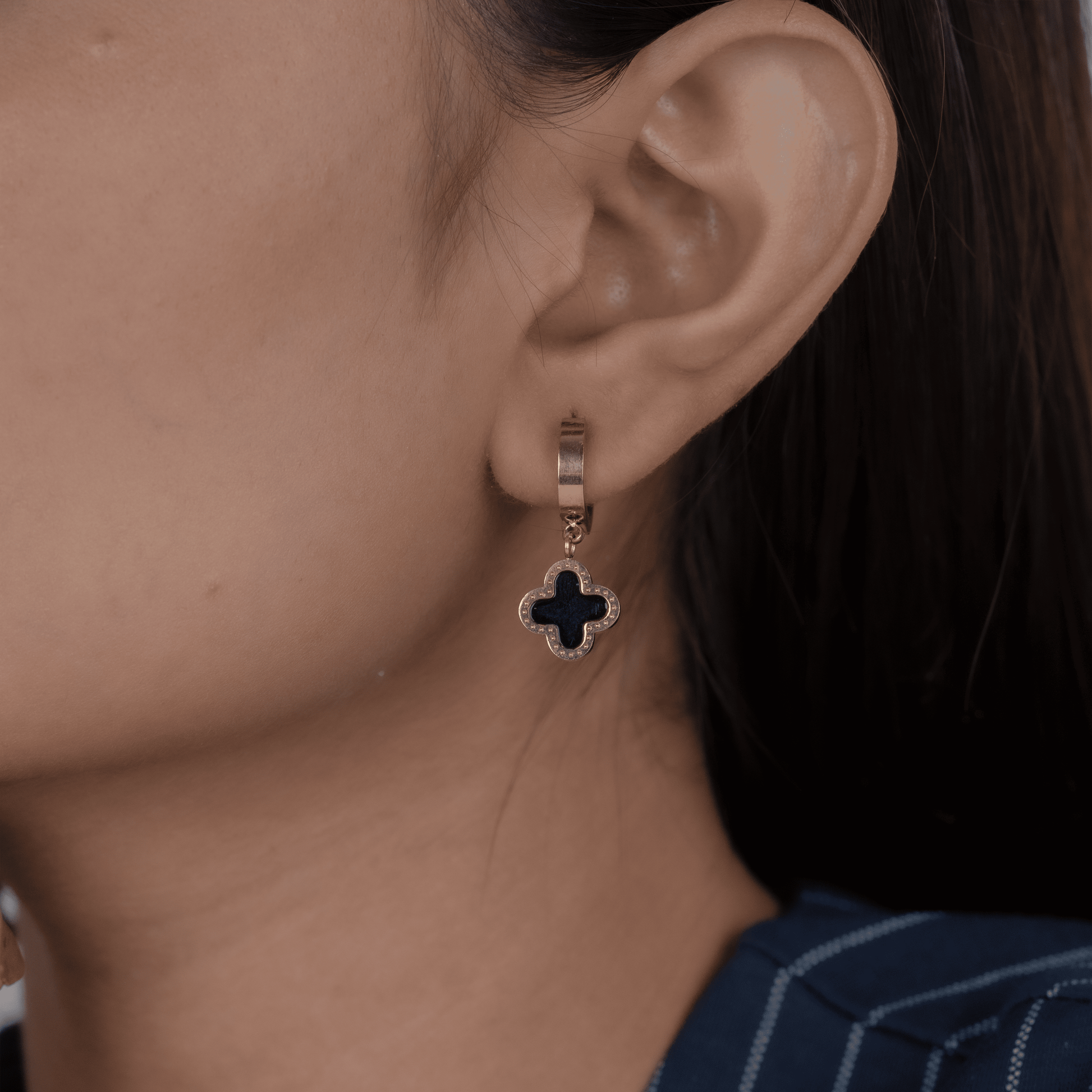 Midnight Clover Charms Earrings & Clover Bracelet (Reversible) 2