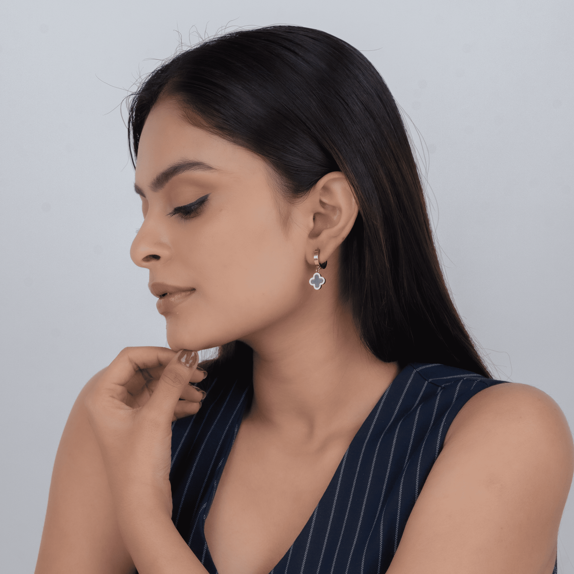 Midnight Clover Charms Earrings & Clover Bracelet (Reversible) 2