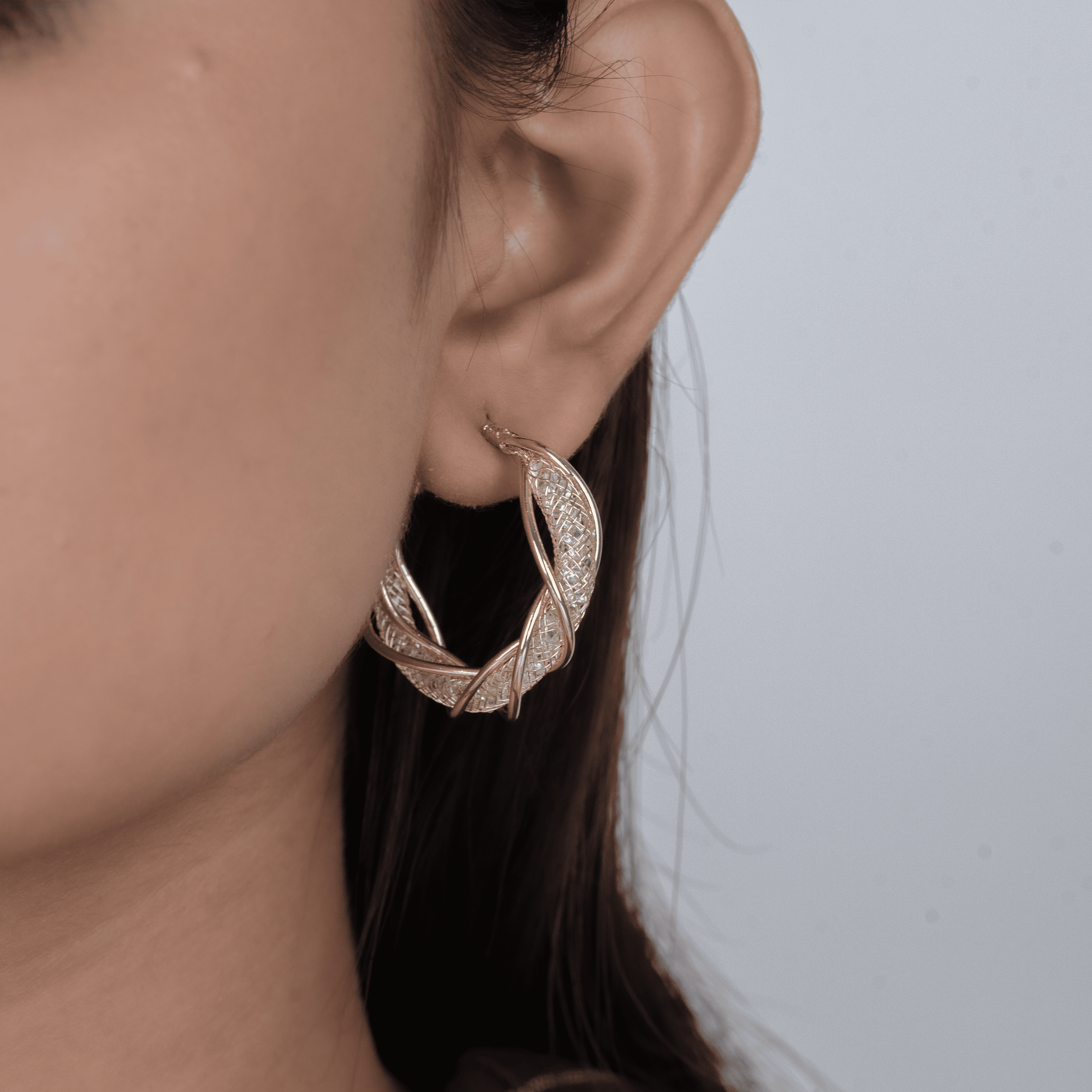 Twisted Hoop Earrings & Paperclip Chain Necklace
