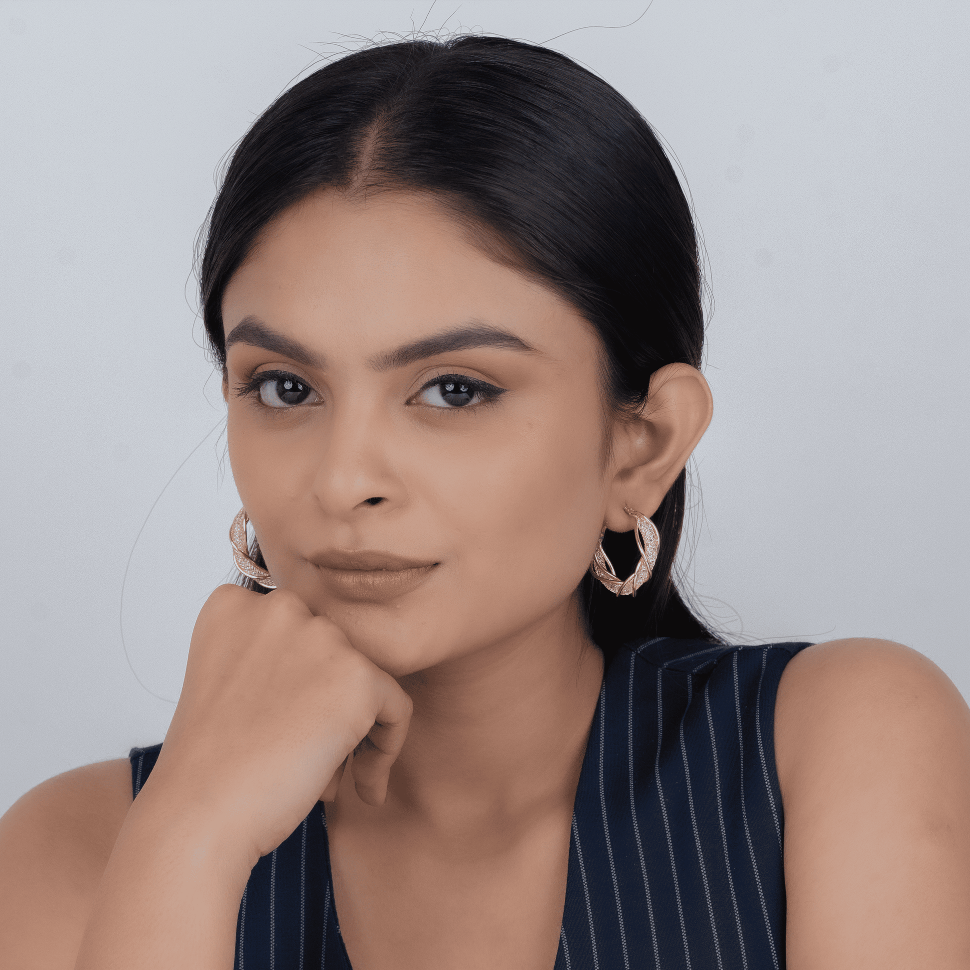 Twisted Hoop Earrings & Paperclip Chain Necklace