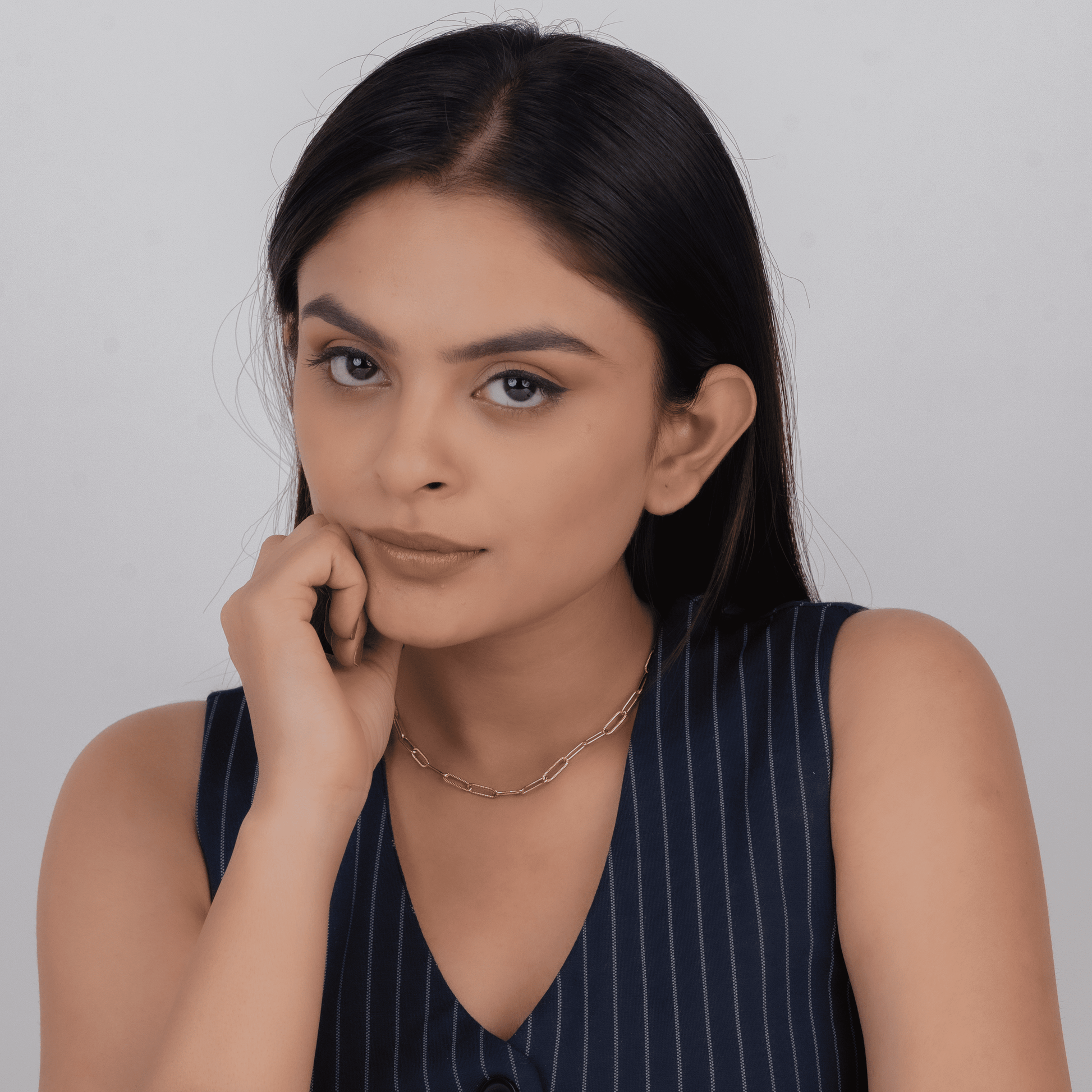 Twisted Hoop Earrings & Paperclip Chain Necklace