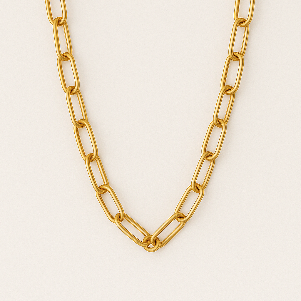 Twisted Hoop Earrings & Paperclip Chain Necklace