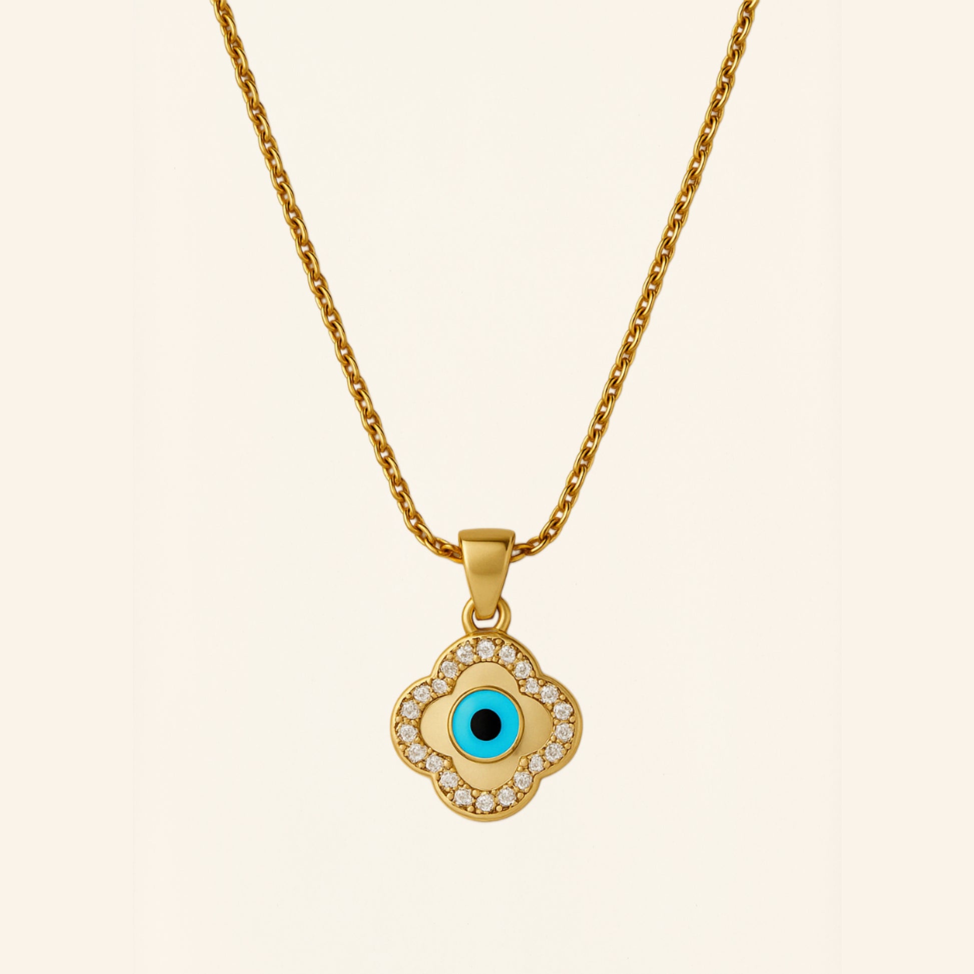 Evil Eye Clover Necklace & Evileye MystiPearl Earrings