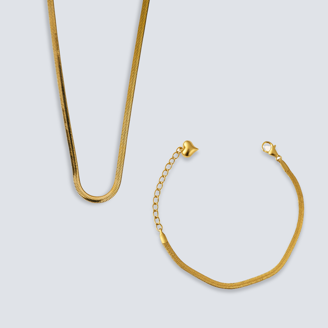 Snake Charm Bracelet & Snake Chain Necklace