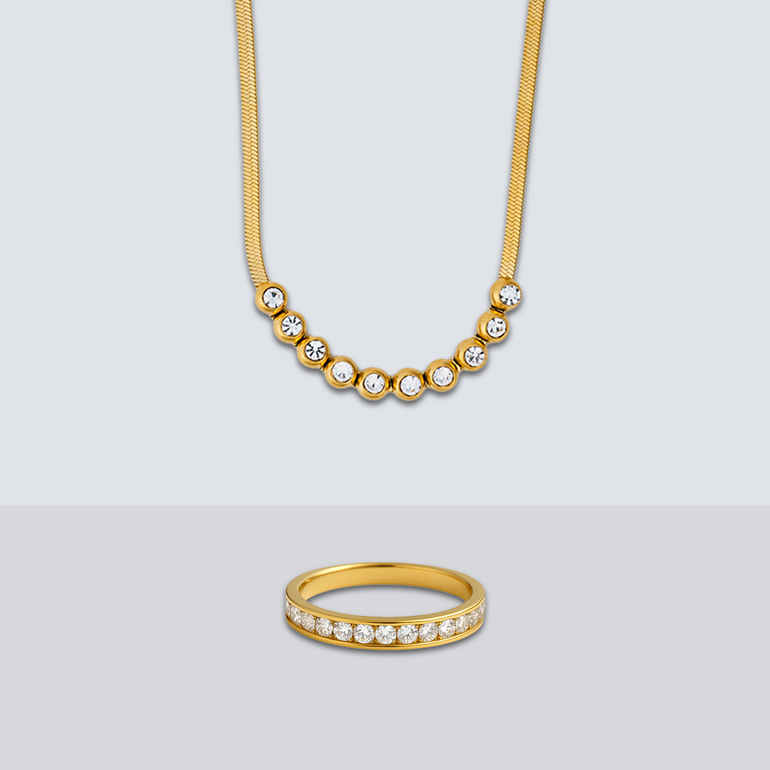 Crystal Charms Necklace & Merci Ring