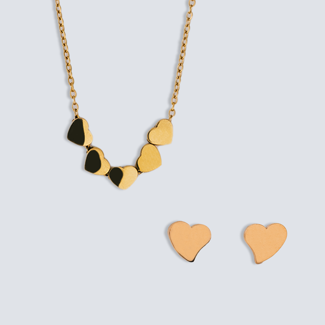 Celestial Hearts Necklace & Metal Heart Earrings
