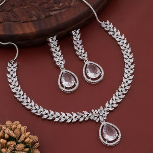 LUX Allure Rhodium Plated AD Necklace Set