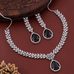 LUX Allure Rhodium Plated AD Necklace Set