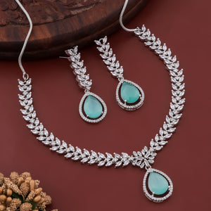 LUX Allure Rhodium Plated AD Necklace Set