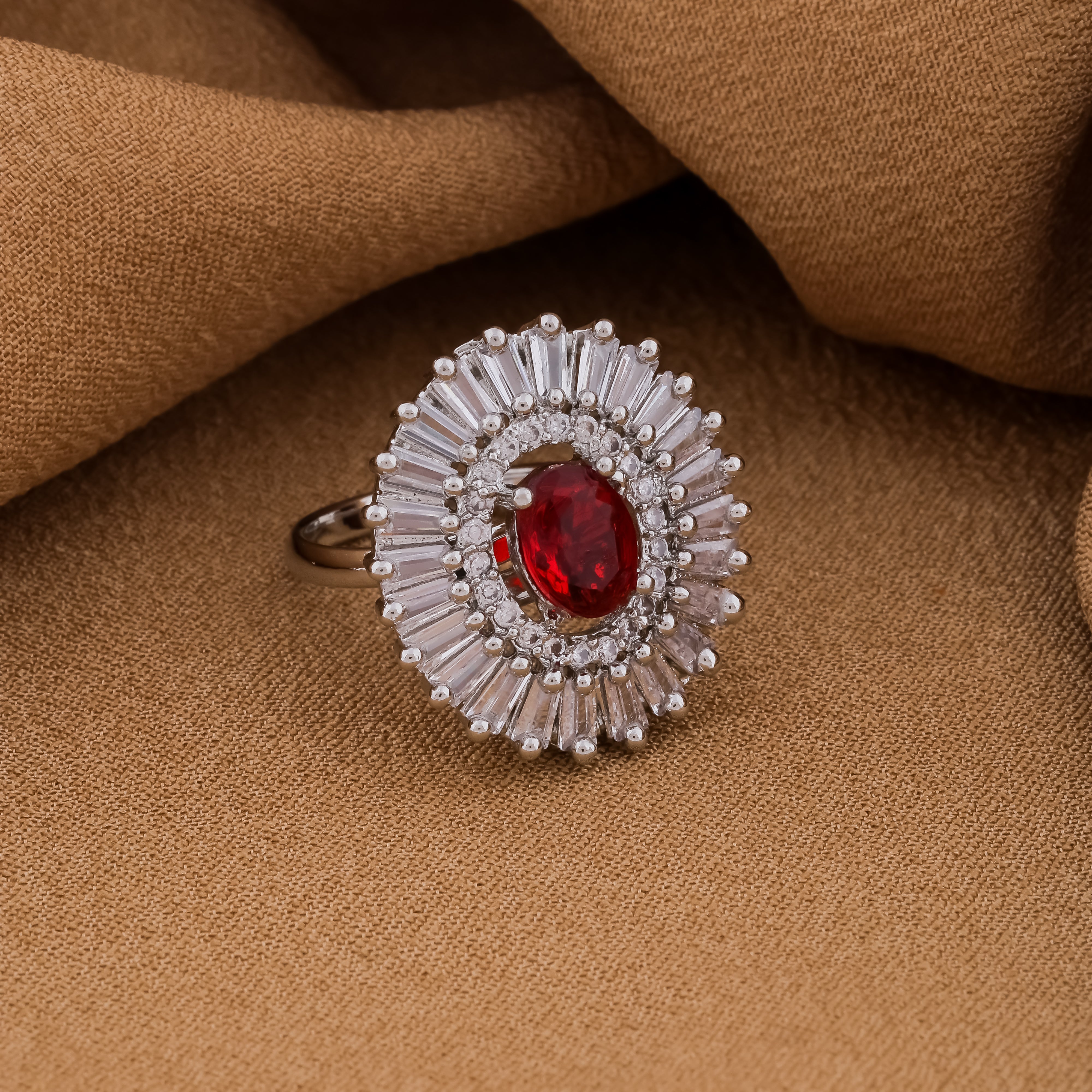 Chalice Premium Ruby Red AD Ring – Sleshe Jewels