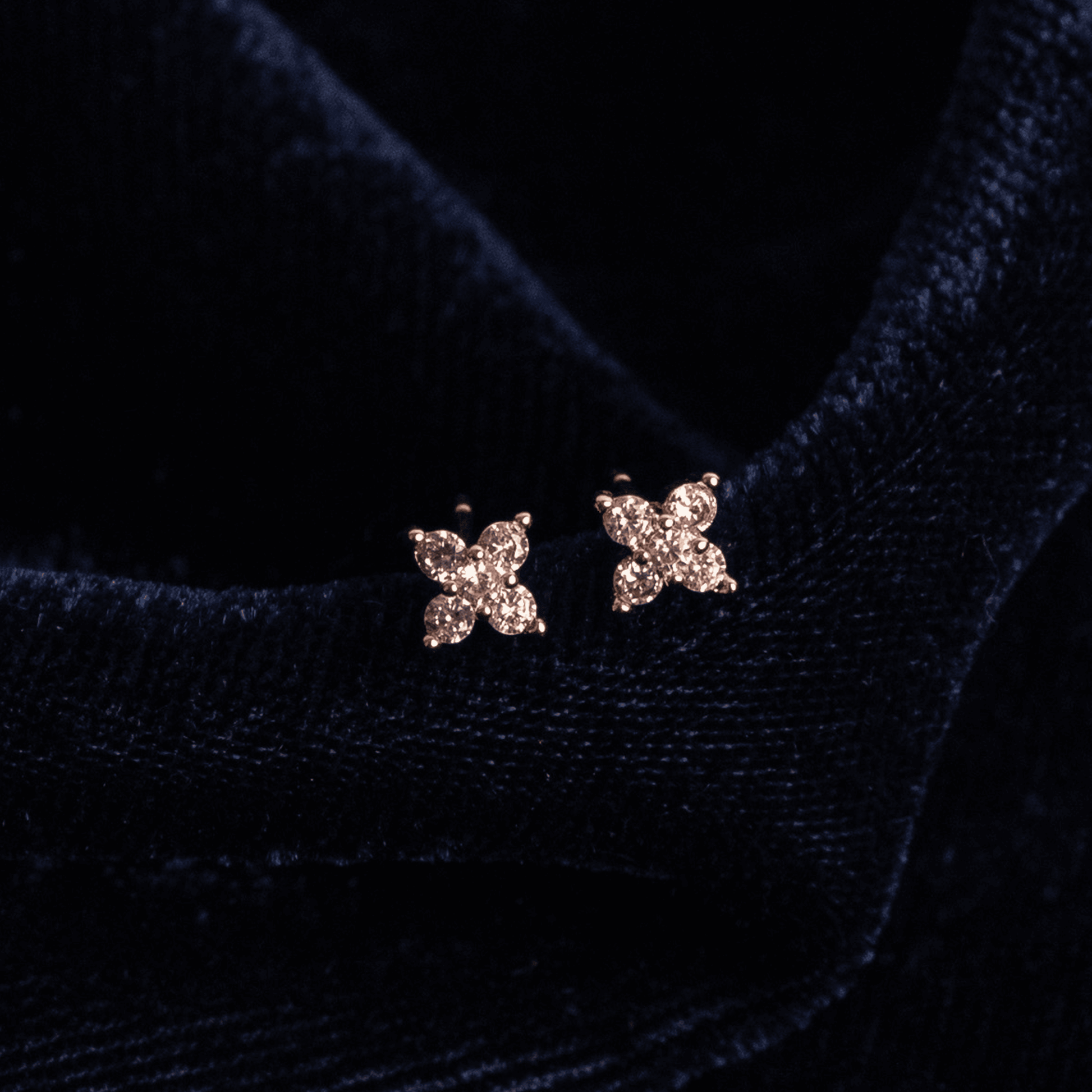 Floral Diamond Studs (Set of 3)