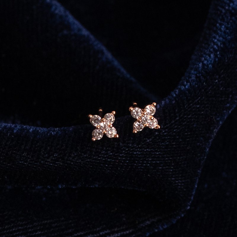 Floral Diamond Studs (Set of 3)
