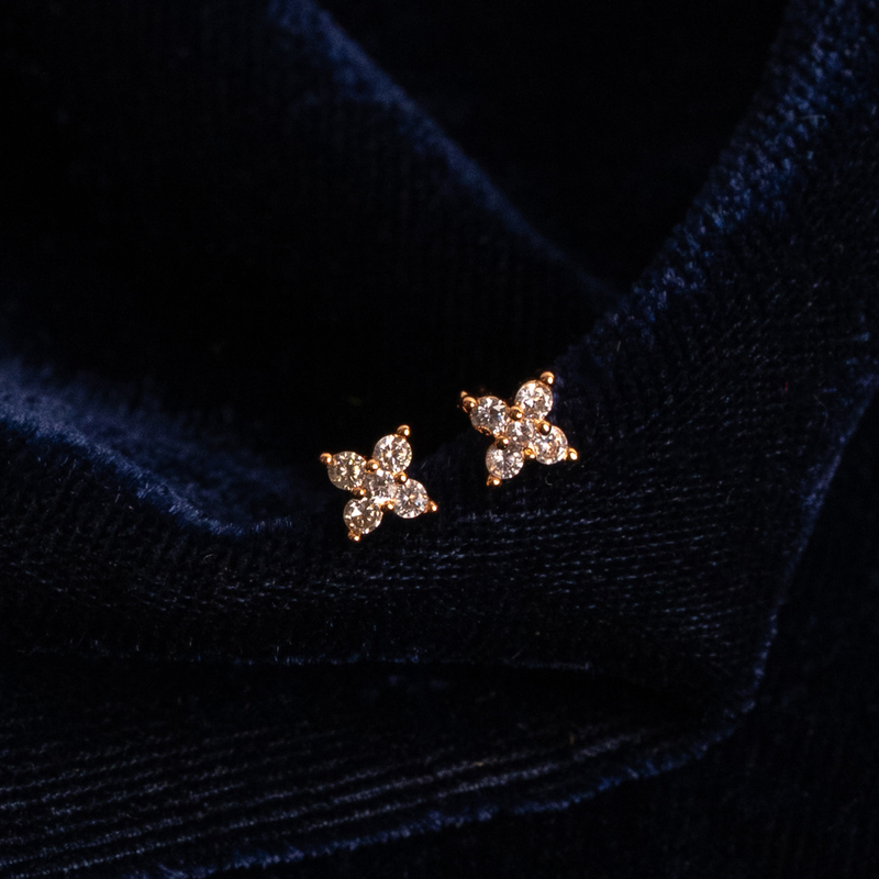 Floral Diamond Studs (Set of 3)