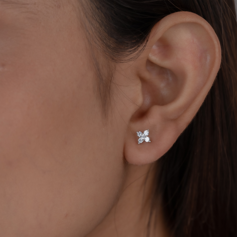Floral Diamond Studs (Set of 3)