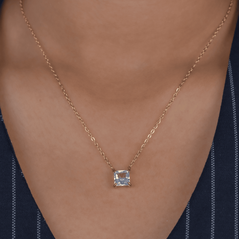 Baguette Solitaire Ring & Crystal Cube Necklace