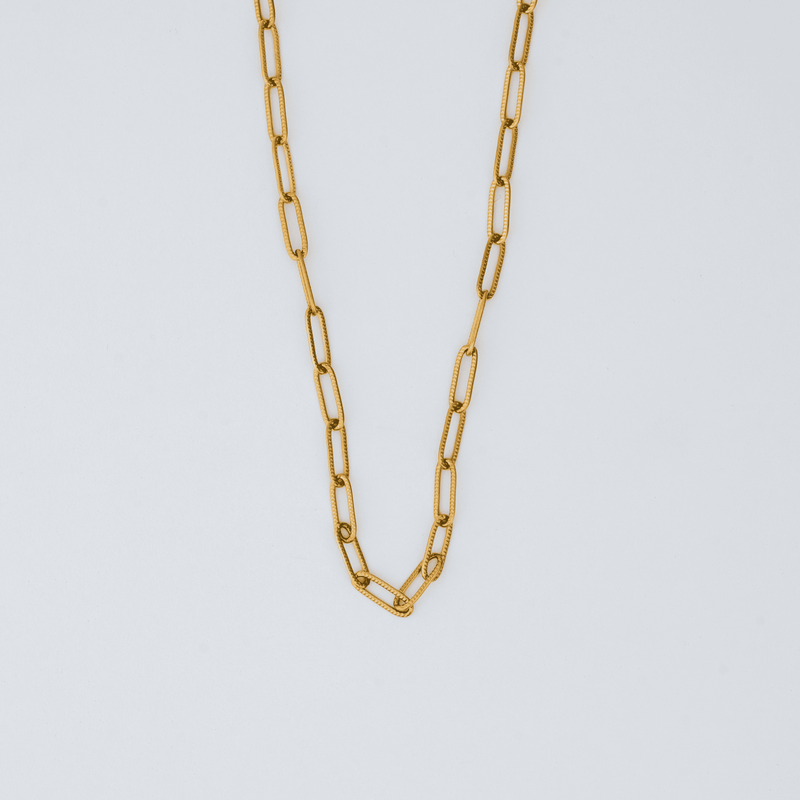 Twisted Hoop Earrings & Paperclip Chain Necklace