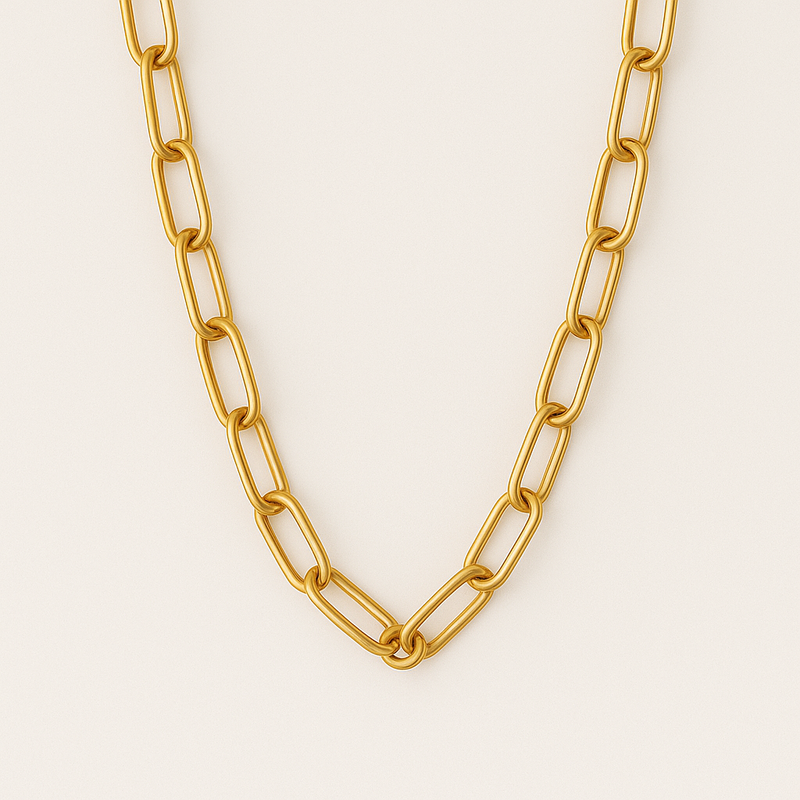 Twisted Hoop Earrings & Paperclip Chain Necklace