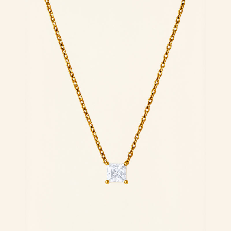 Baguette Solitaire Ring & Crystal Cube Necklace
