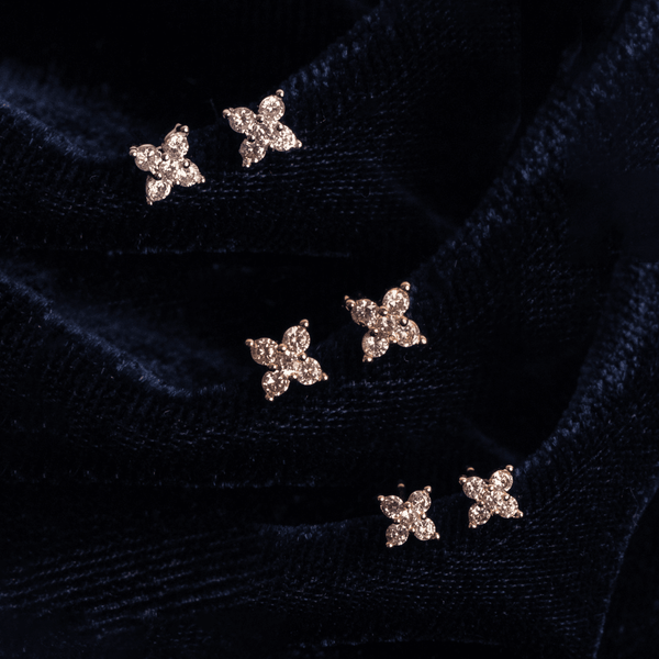 Floral Diamond Studs (Set of 3)