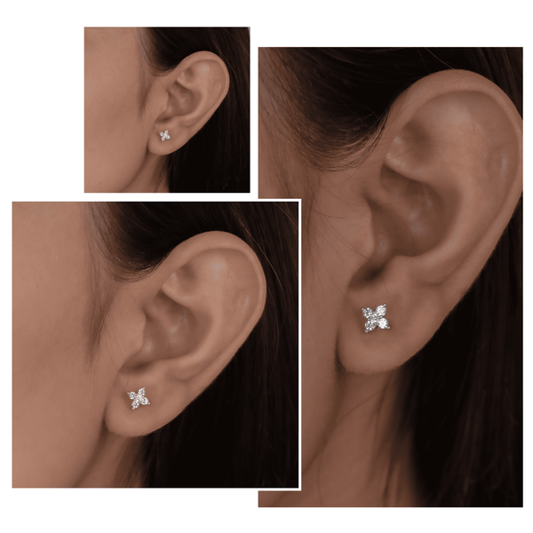 Floral Diamond Studs (Set of 3)